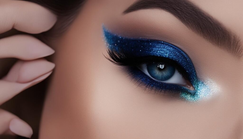 Shimmery blue eyeshadow