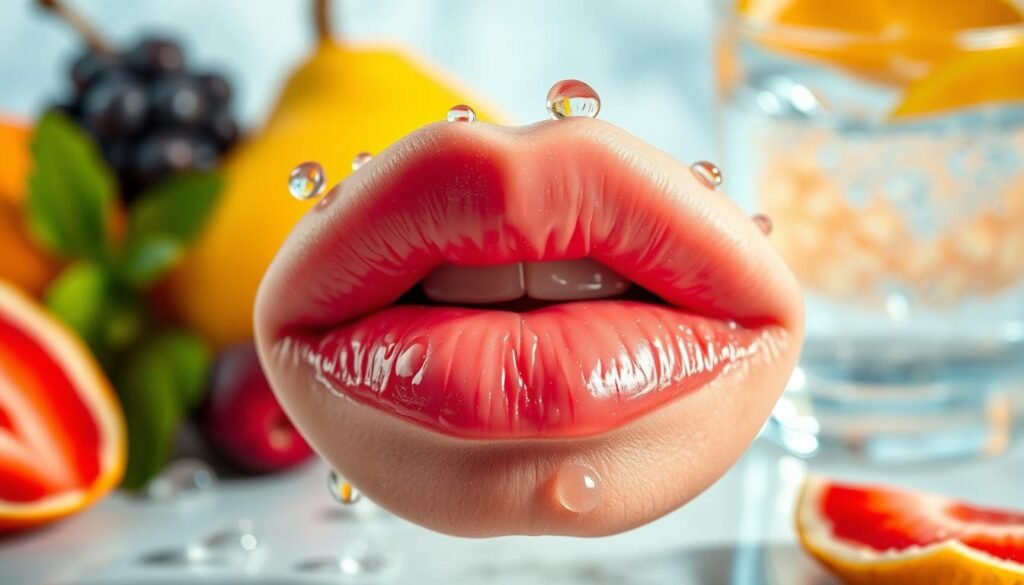 Lip hydration through water intake