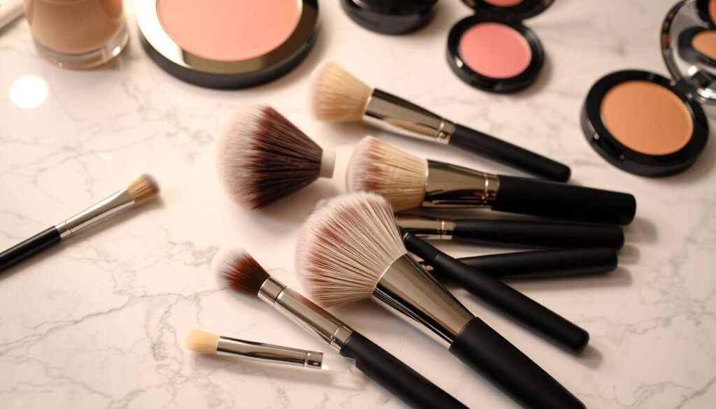 Stippling and kabuki brushes for flawless makeup application