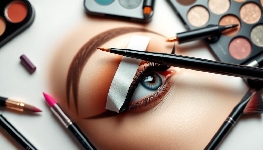 cat-eye hack using tape for precision makeup