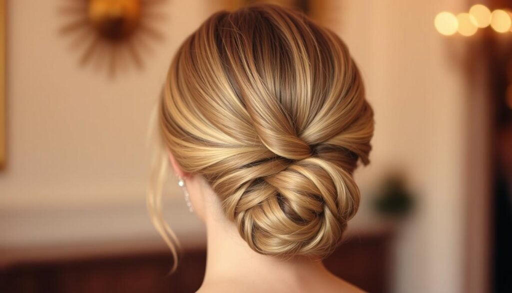 elegant twisted low bun hairstyle